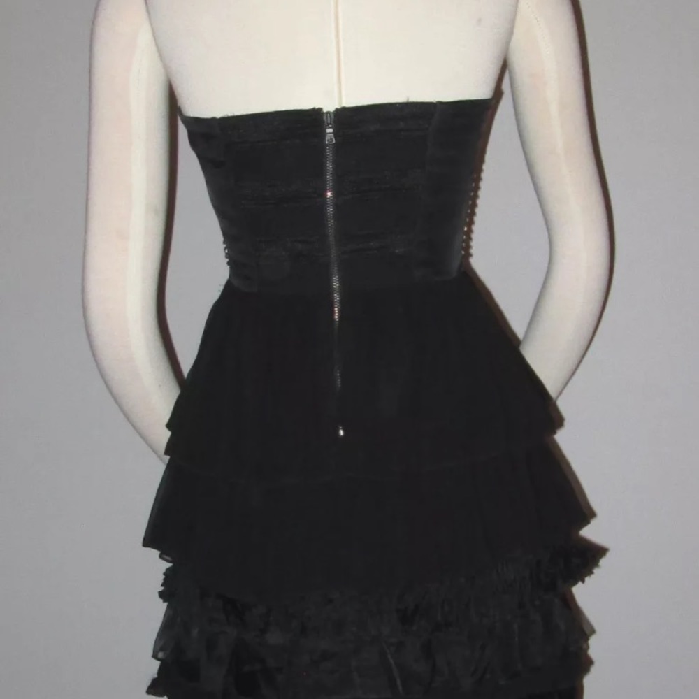 Alice + Olivia silk rhinestone black ruffled dress - Picture 3 of 8